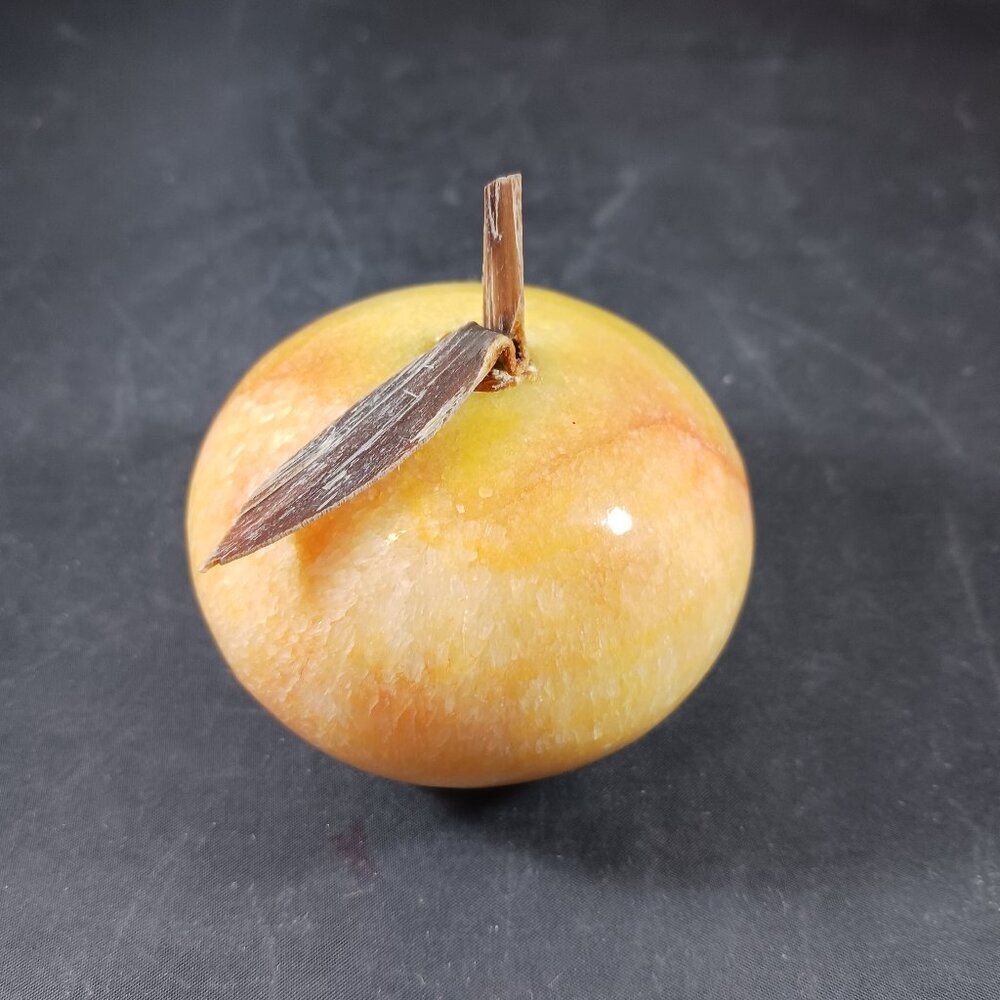 Vintage Alabaster Marble Stone Paperweight Fruit Golden Peach